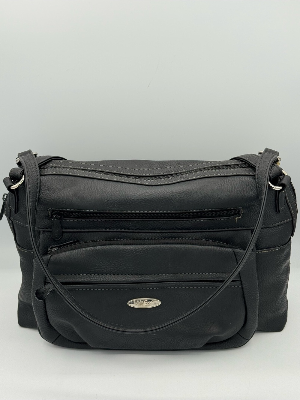 MultiSac Black Multiple Pockets Vegan Utility Shoulder Bag